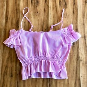 Pink Ruffled Crop Top